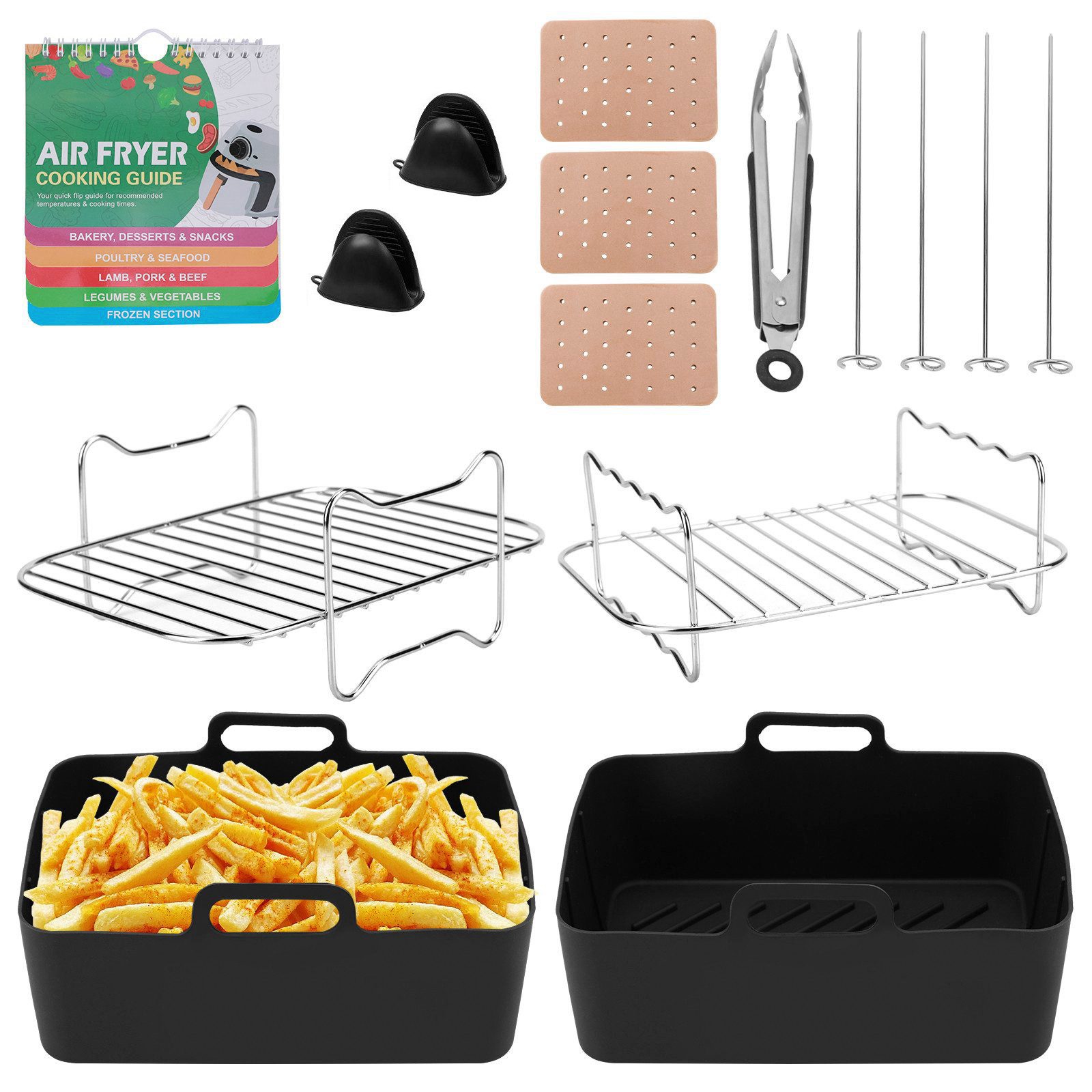 Küchenmaschinen Zubehör-Set Airfryer Zubehör für Ninja AF400EU, AF300EU, Tower T17088 7.6L-9.5L