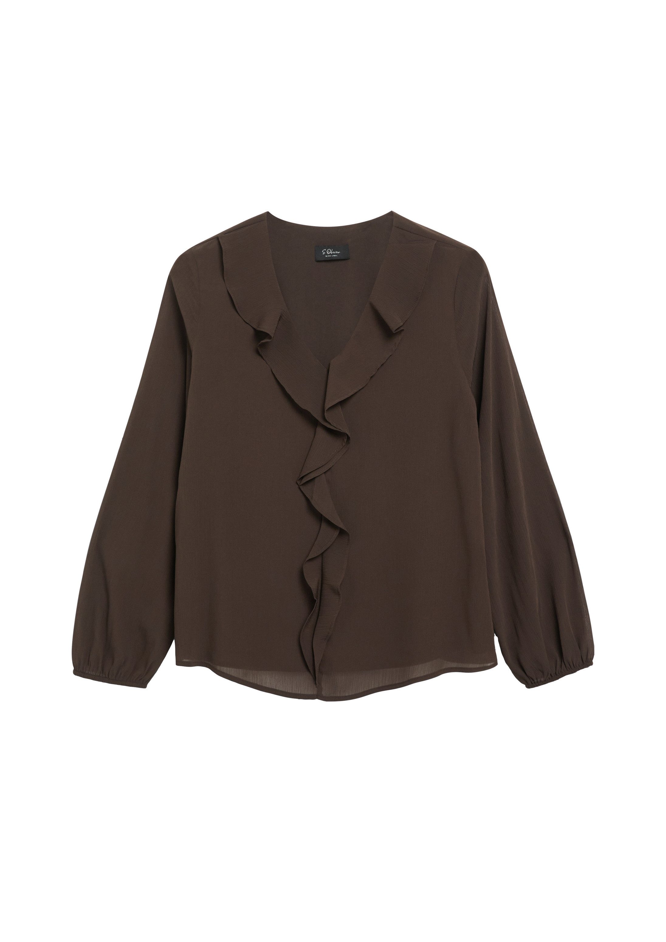 s.Oliver Langarmbluse Bluse Crêpe-Bluse mit Volants