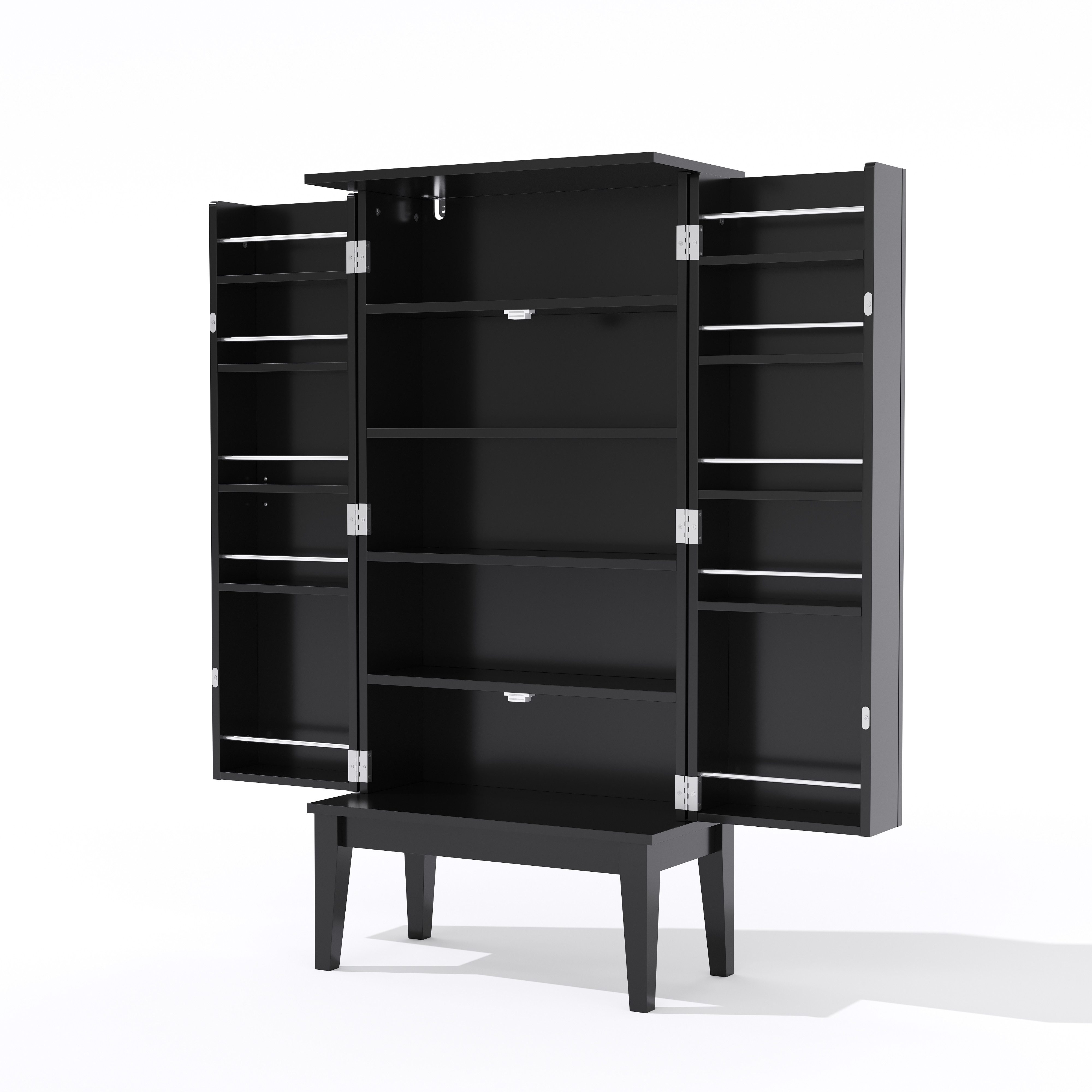 Yorbay Mehrzweckschrank Vintage Küchenschrank mit verbreitert Fundament&Kipp-Schutzvorrichtung Vintage-Stil Aufbewahrungsschrank, 120X59X30cm, Schwarz