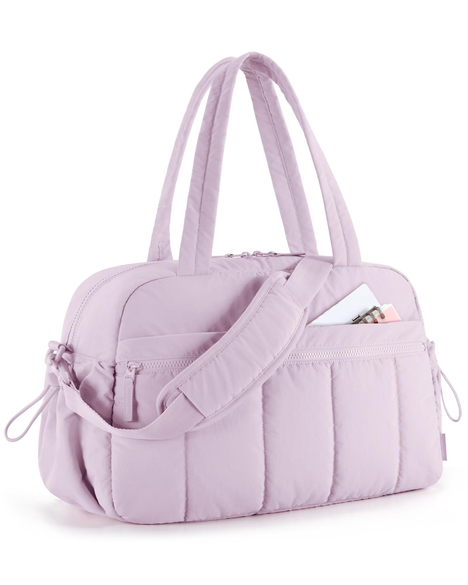 Forrlite Reisetasche Reisetasche Puffer, Sporttasche Damen 24L Weekender Wickeltasche (Wasserabweisend Travel Bag Handgepäck Gym Bag Kliniktasche Geburt Krankenhaustasche Mit PVC Nasse Tasche Für Fitness, Schwarz)