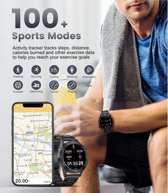 Lige Smartwatch (1,32 Zoll, Android iOS), Herren mit Telefonfunktion Fitnessuhr IP67 Wasserdicht 123 Sportmodi
