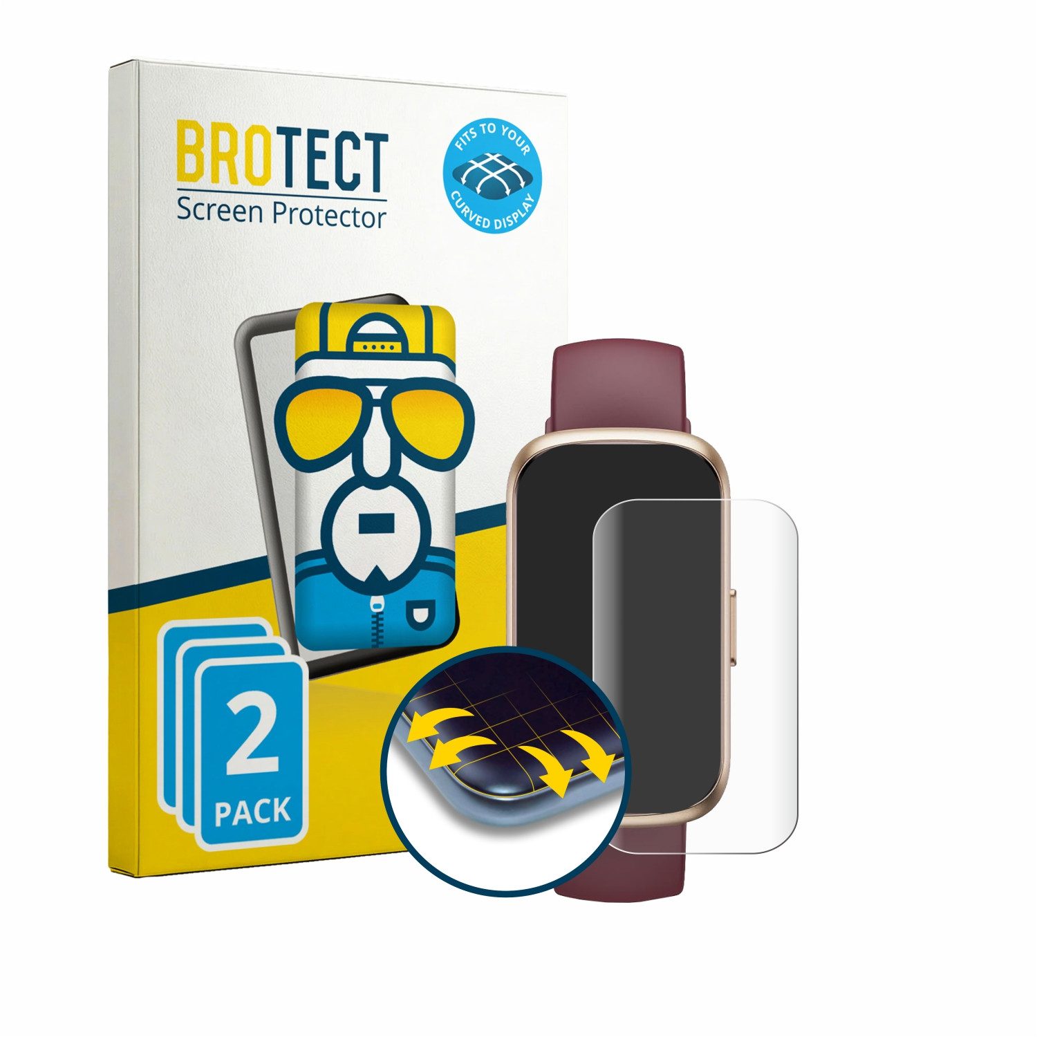BROTECT Displayschutzfolie Fullscreen Schutzfolie für Tifozen P08 1.47", 2 Stück, Displayschutz Folie Fullcover Klar Transparent