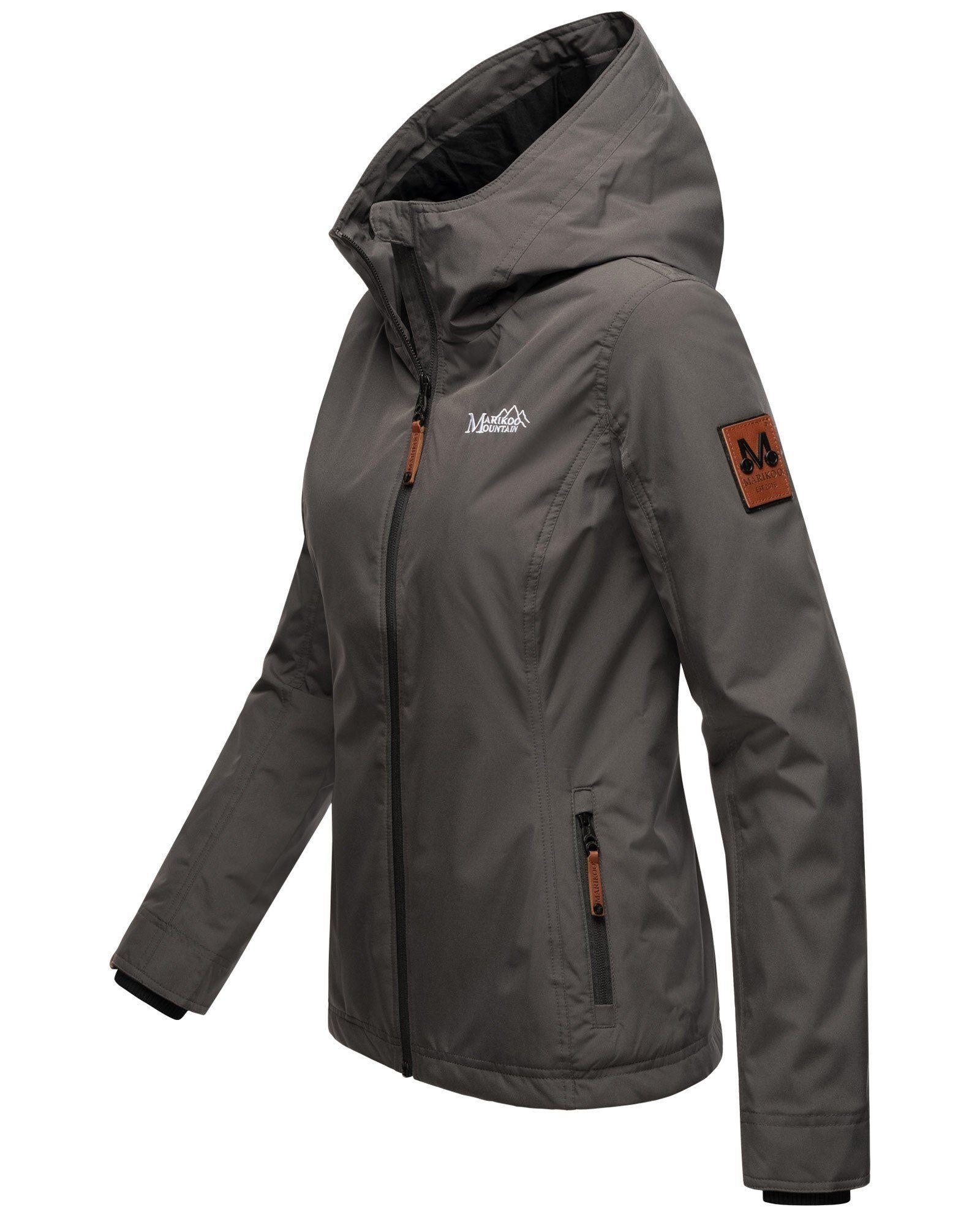 Marikoo Outdoorjacke Brombeere Sportliche Übergangsjacke mit Kapuze und schützendem Kragen