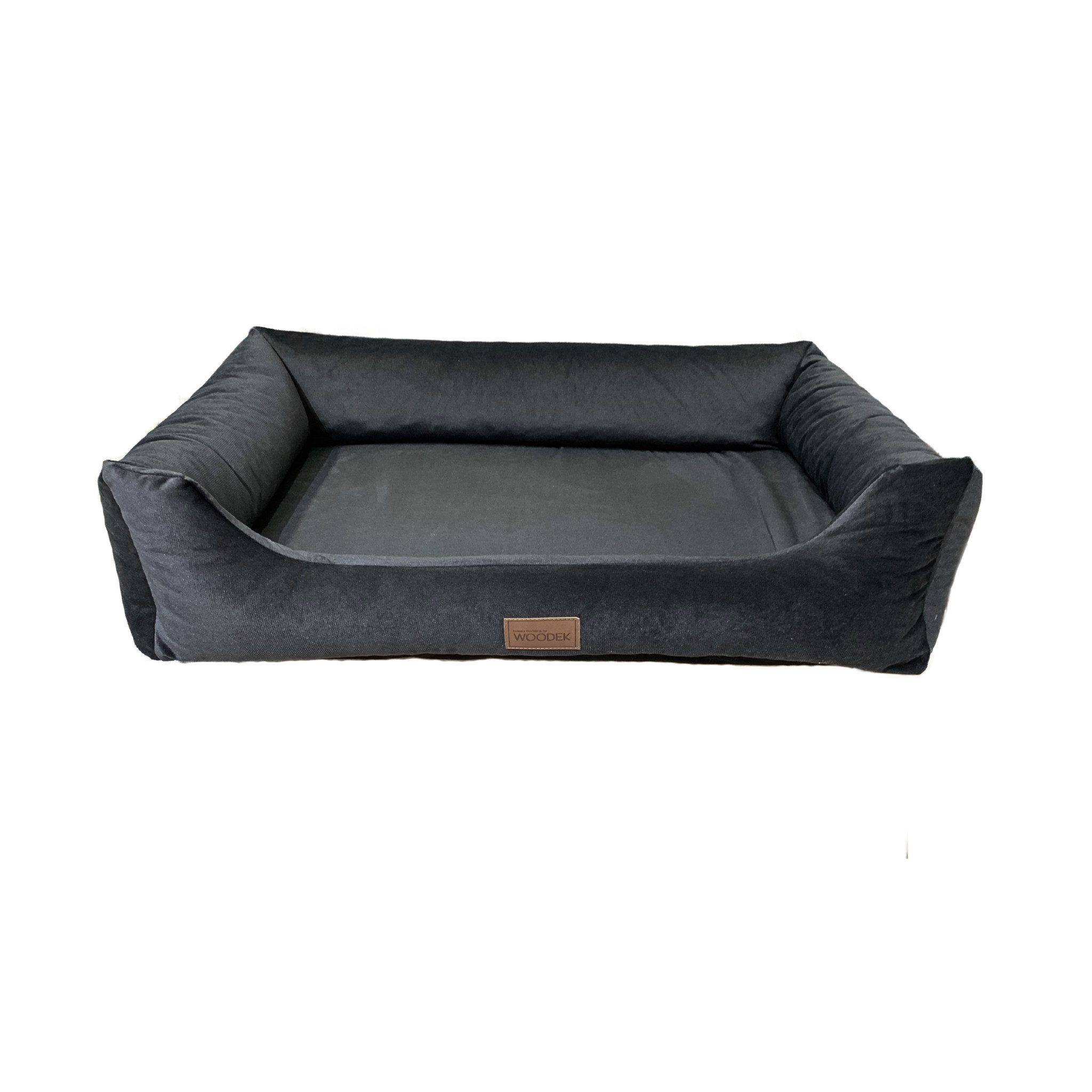 Woodek Design Tierbett Milo ergonomisches Hundesofa, grau, hergestellt in der EU, Bezug: 100% PES, L 80 x B 60 x H 20 cm, recyceltes und hundefreundliches Material