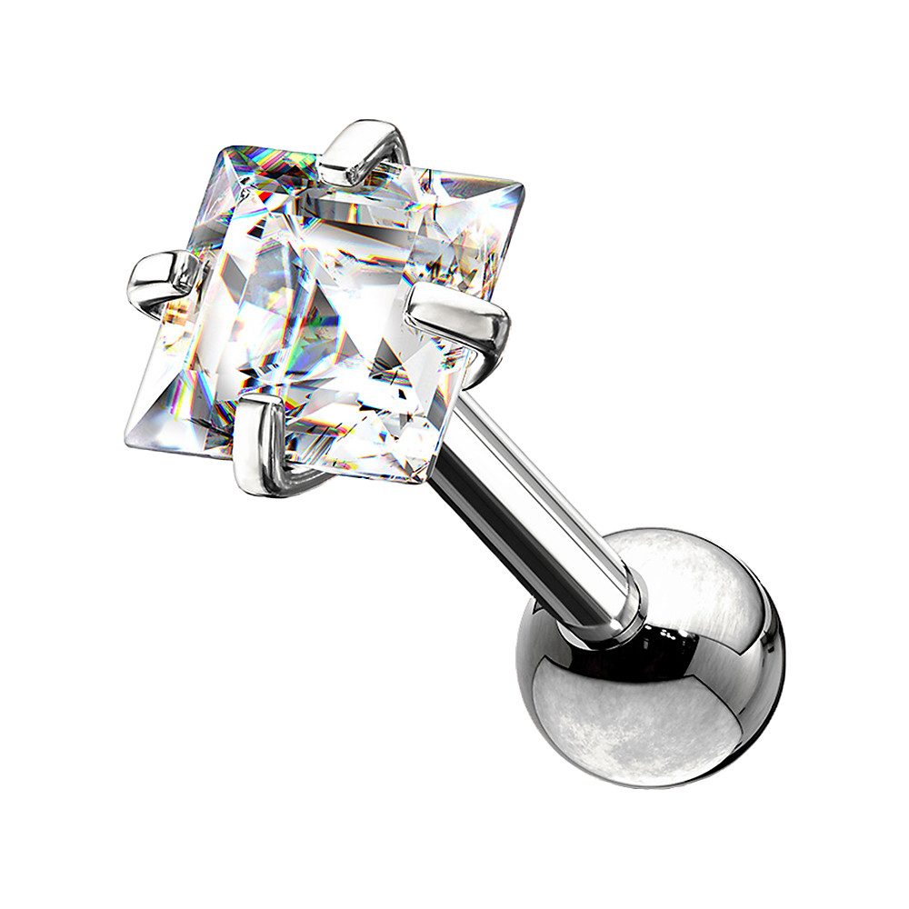 Taffstyle Piercing-Set Tragus Chirurgenstahl mit Zirkonia Quadrat Silber 1, günstig online kaufen