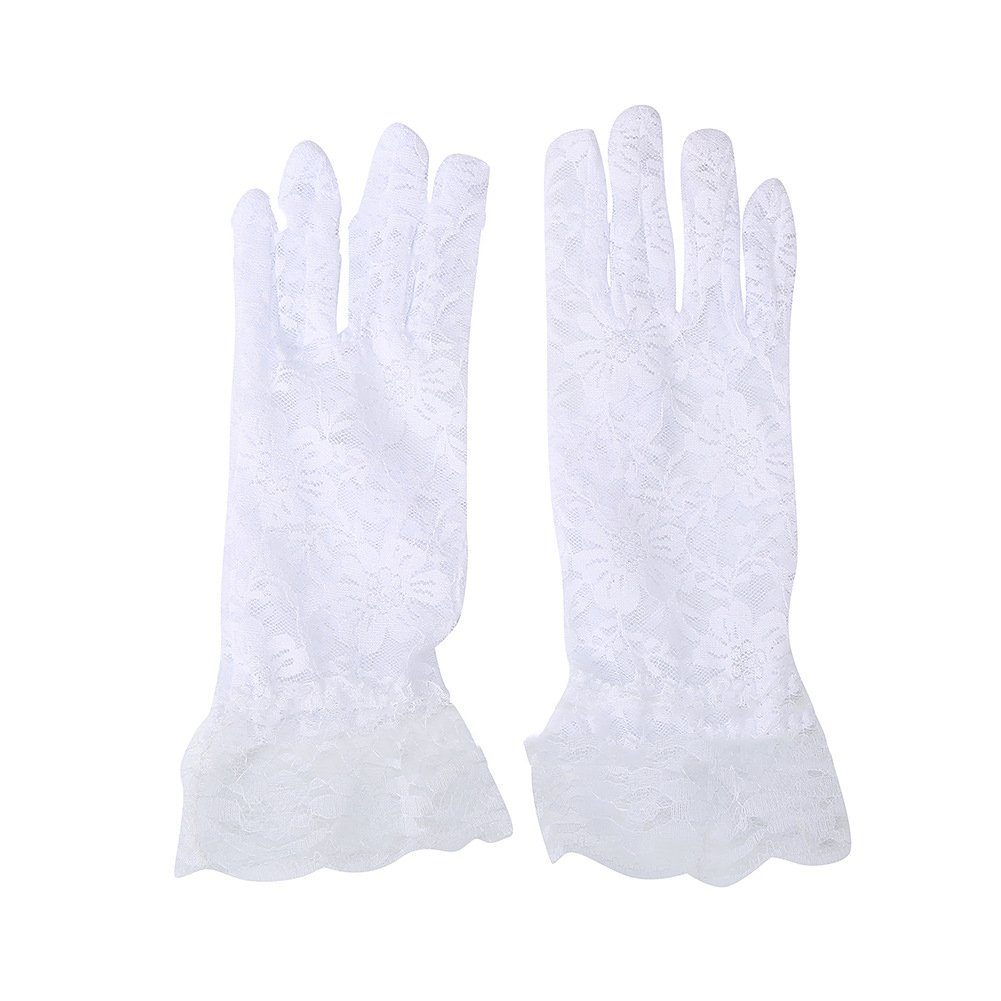 SCHUTA Abendhandschuhe Spitzenhandschuhe,Mesh Dekorative Handschuhe Braut Lady Weiß Bow Handschuh