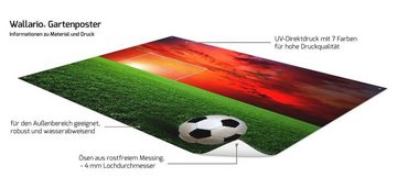 Wallario Sichtschutzzaunmatten Fußball - Fußballfeld bei Sonnenuntergang