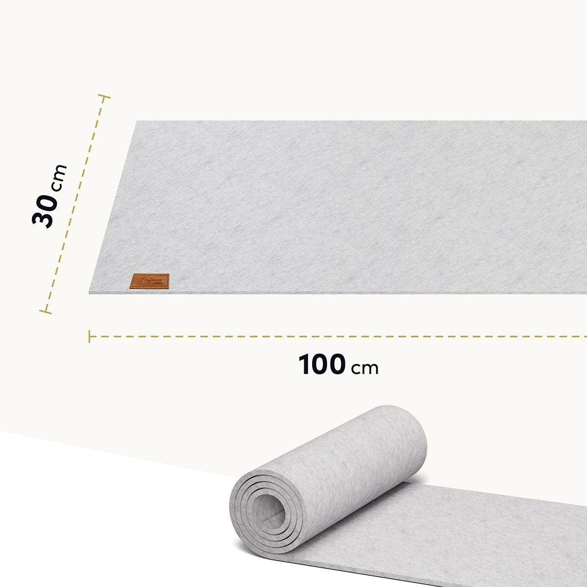 Hoffmann Germany Tischläufer Filz Tischläufer 100×30 cm, hellgrau, hitzebeständig, abwaschbar, 5 mm Filz, abwaschbar, 200°C, 90% Polyester, zeitloses Design – Bild 5 von 5