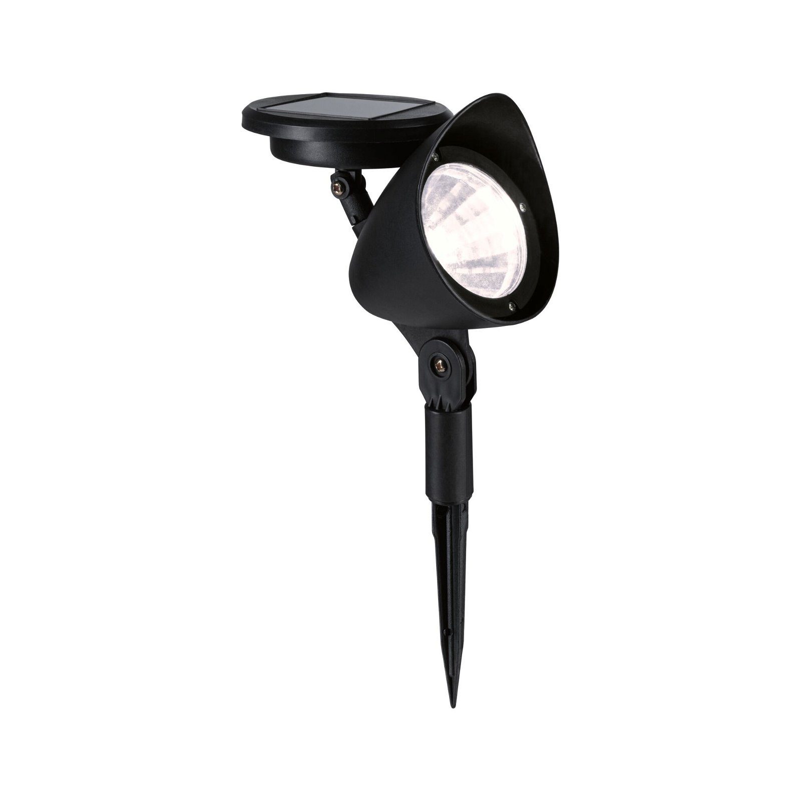 Paulmann LED Gartenstrahler Solar Spot Solena IP44 3000K 2lm Schwarz, LED fest integriert, Warmweiß