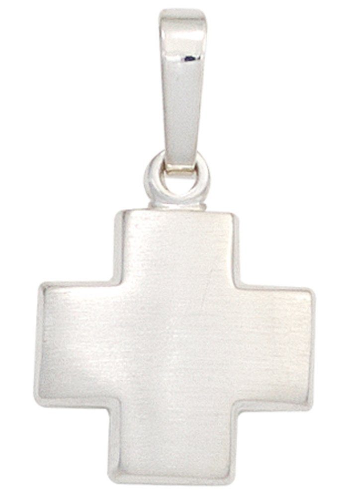 JOBO Kreuzanhänger Anhänger Kreuz, 925 Silber, Höhe ca. 13,4 mm, Breite ca.  11 mm, Tiefe ca. 1,7 mm