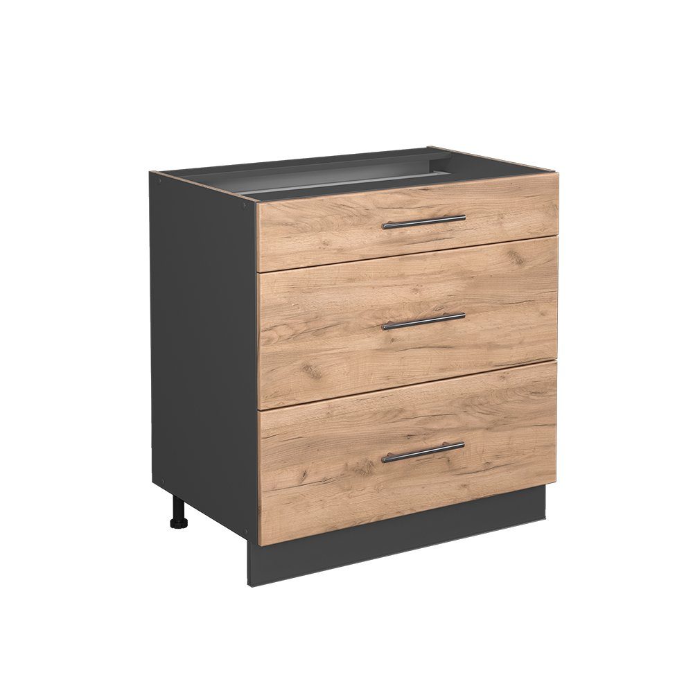 Vicco Unterschrank Fame-Line Goldkraft Eiche/Anthrazit, 80cm, ohne Arbeitsplatte (1-St)