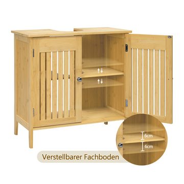 EUGAD Waschbeckenunterschrank (1-St) aus Bambus, Verstellbarer Einlegeboden, 60x60x30cm