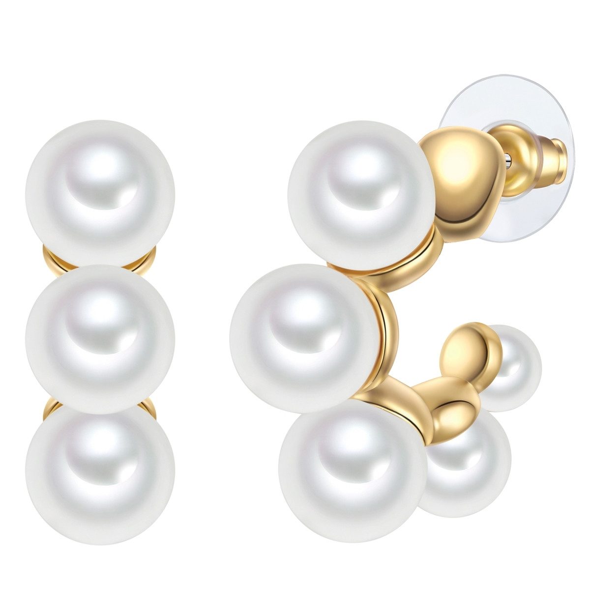 Yokoamii Paar Creolen gelbgold, mit Perle (synth) günstig online kaufen