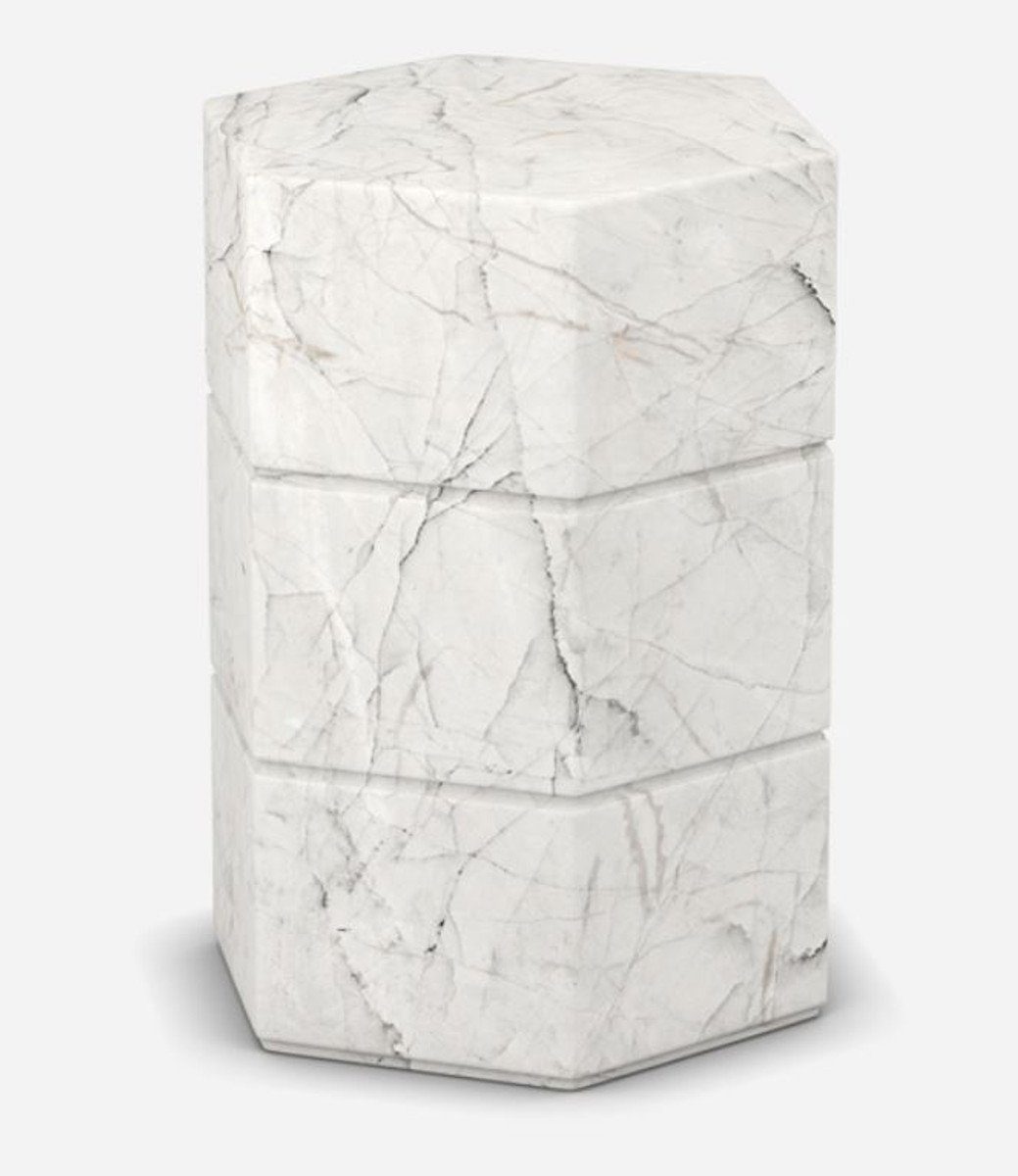 Casa Padrino Beistelltisch Luxus Carrara Marmor Beistelltisch Weiß 40 x 40 x H. 60 cm - Möbel - Marmor Möbel - Luxus Qualität