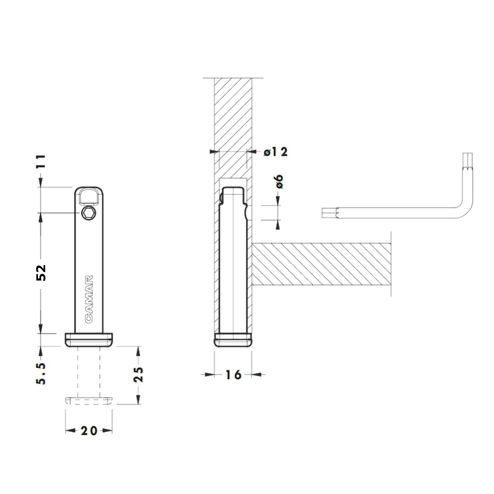 mm (1-St) Möbelfuß zum Einbohren, Höhe / 52-70 Ø 12 mm Sockel-Höhenversteller SO-TECH® Möbelfuß