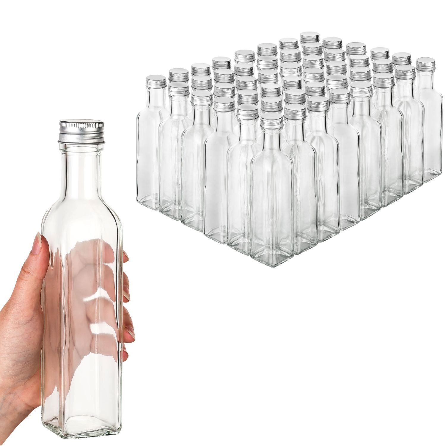 Vorratsglas 48x Glasflaschen zum Befüllen 250ml für Likör, Schraubverschluss
