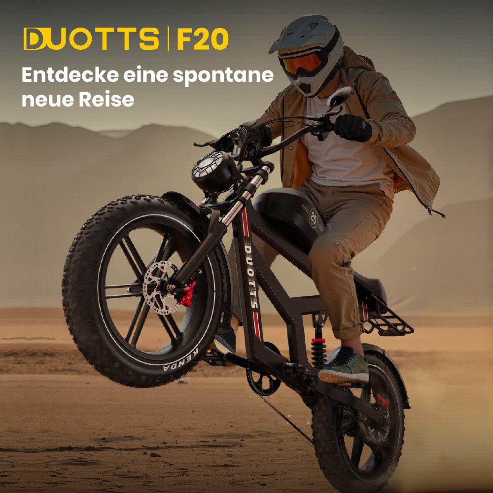 DUOTTS E-Bike max140km, APP-Sicherheit 1404wh 20×4,0 Zoll Fat-Tires 7-Gang Unisex, Kettenschaltung, Heckmotor, 1404 Wh, APP-Steuerung 1404wh Elektrofahrrad max140km