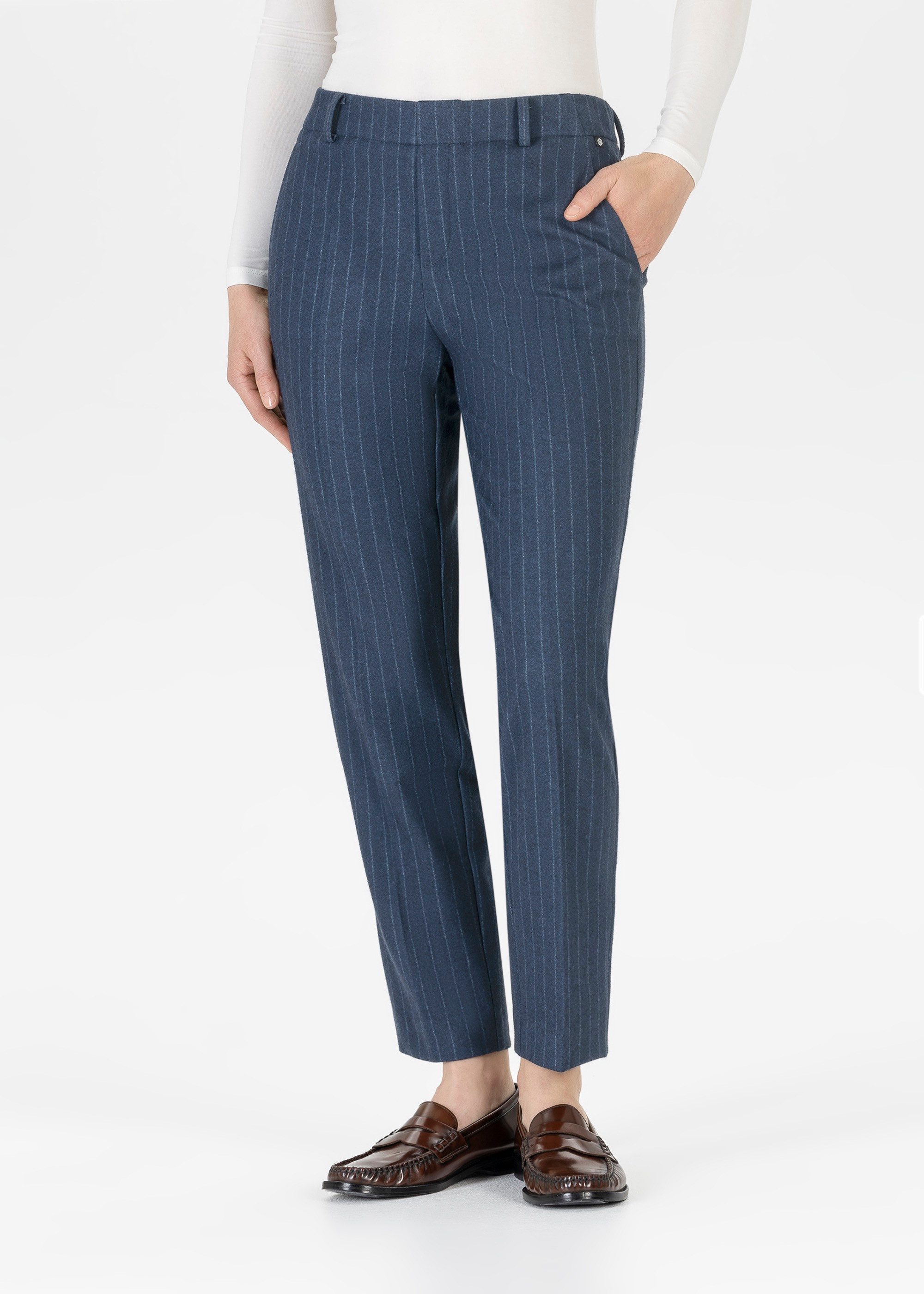 Stehmann Stoffhose mit Nadelstreifen, aus Viskose und Elasthan