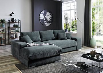 Iwaniccy Sofa SOFT, B 285 cm, Grau, Breitcord, mit 3 Rücken- und 3 Zierkissen