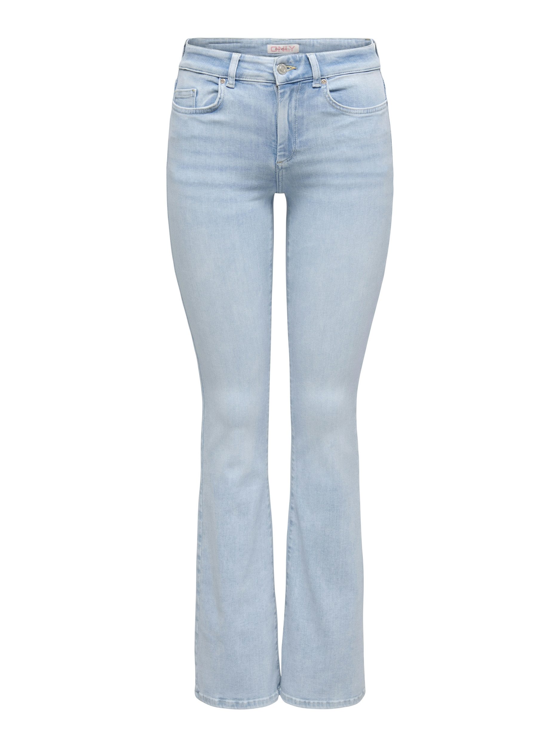 ONLY Chinos ONLBLUSH MID FLARED DNM CRO495 NOOS, Light Blue Bleached Denim