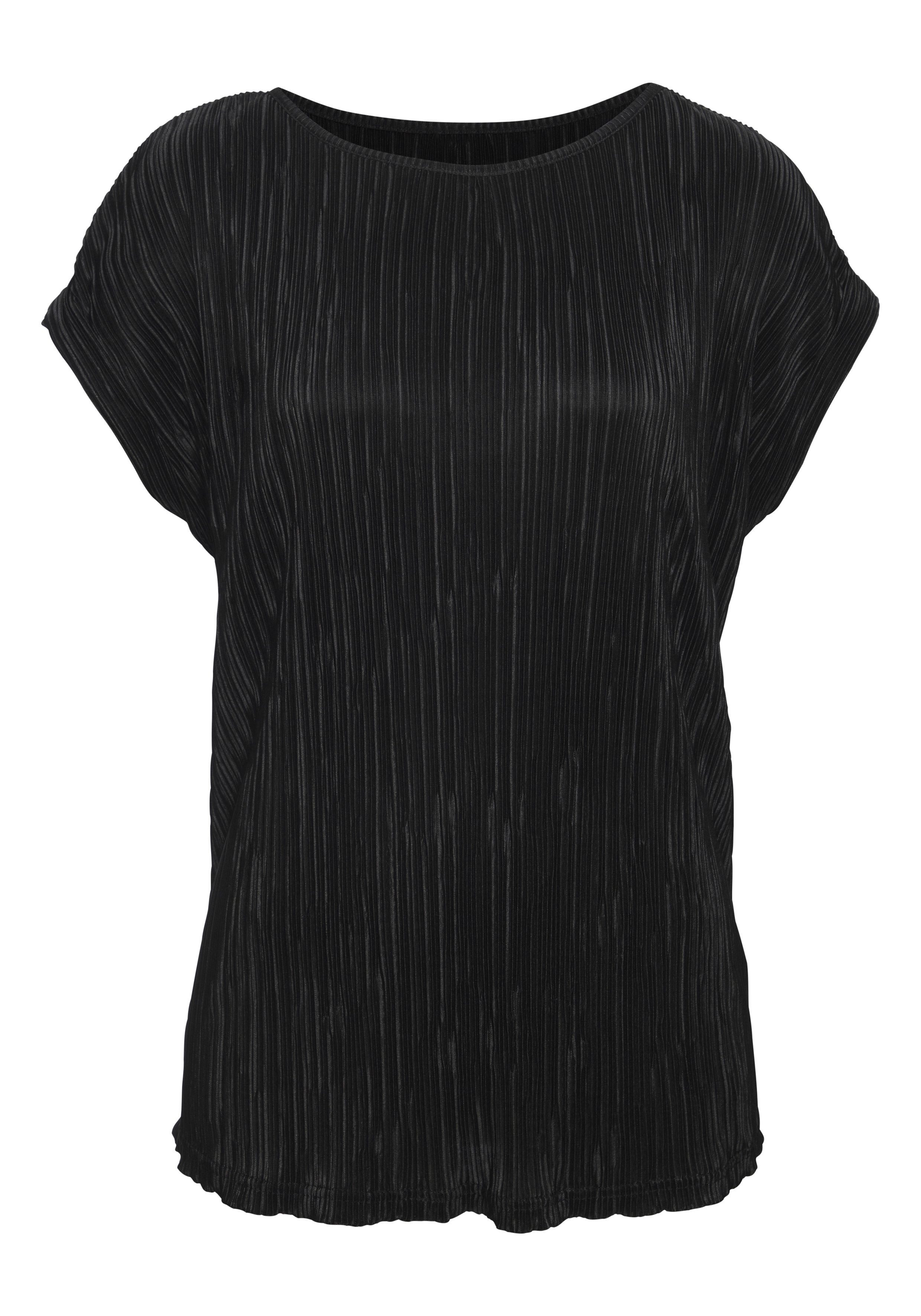 LASCANA Kurzarmshirt aus leicht plissierter Ware