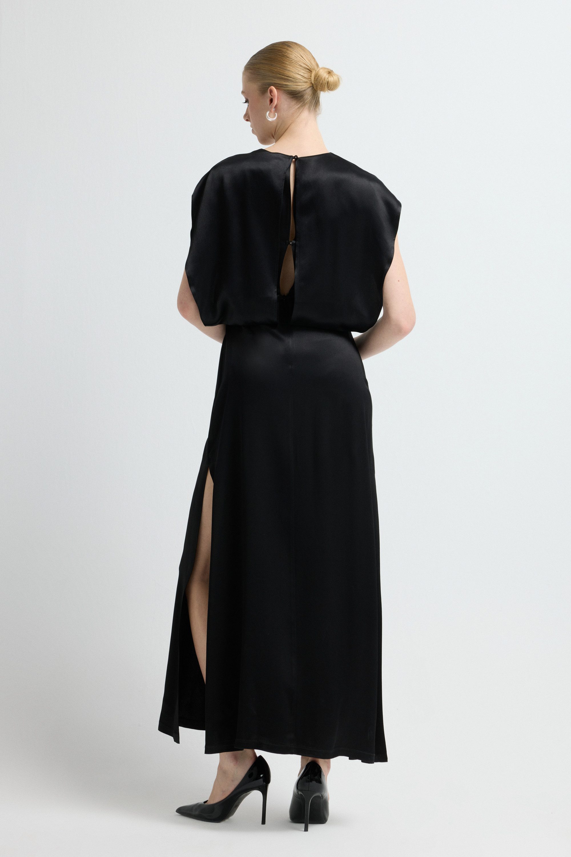 adL Abendkleid Maxikleid mit Flügelärmeln und Schlitz