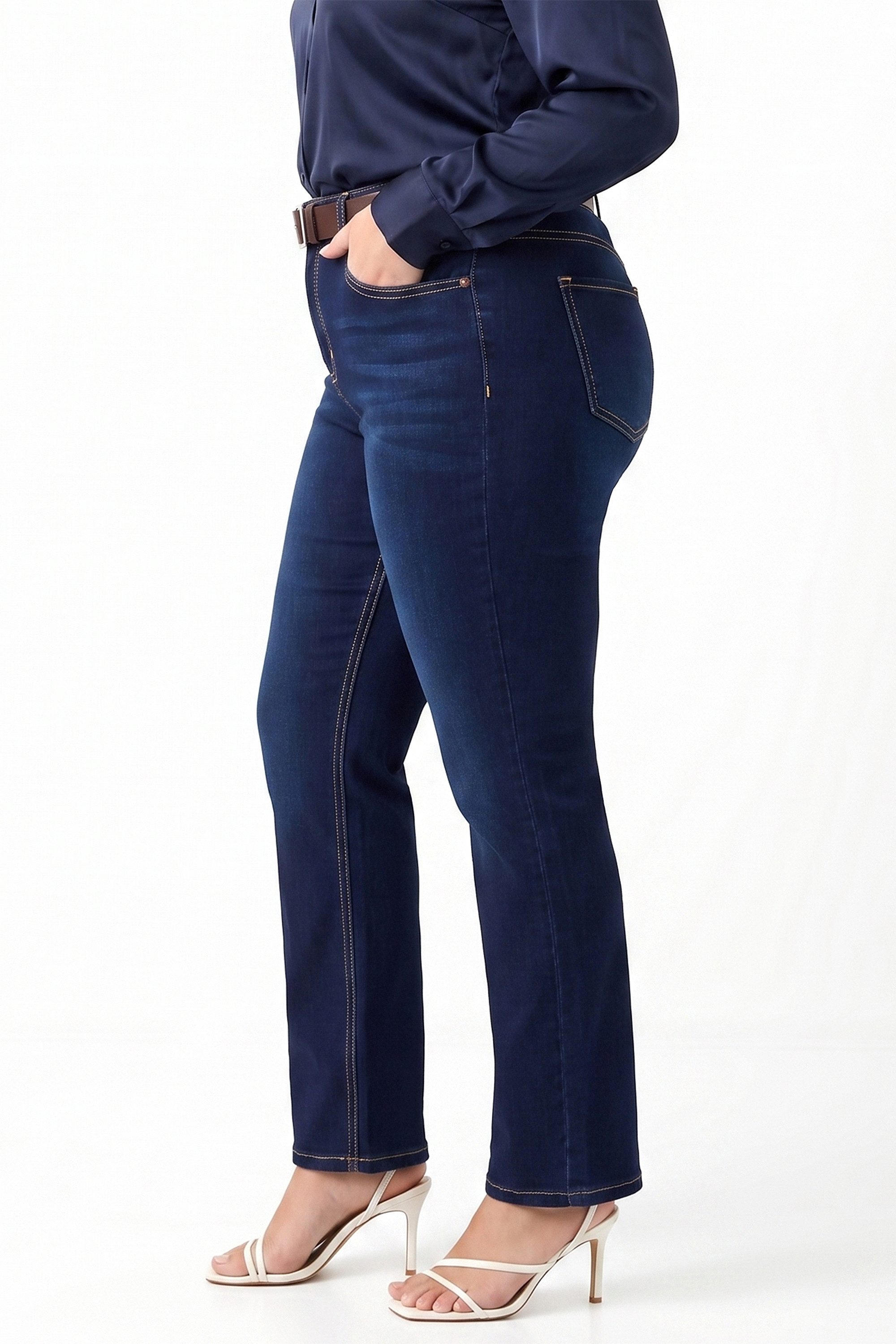 ESRA Straight-Jeans Stretch Jeans Damen High Waist Hose Straight Damen Jeans Sommer Hose Straight Jeans Damen Stretch Hose Damen leichte Jeans Regular Damen