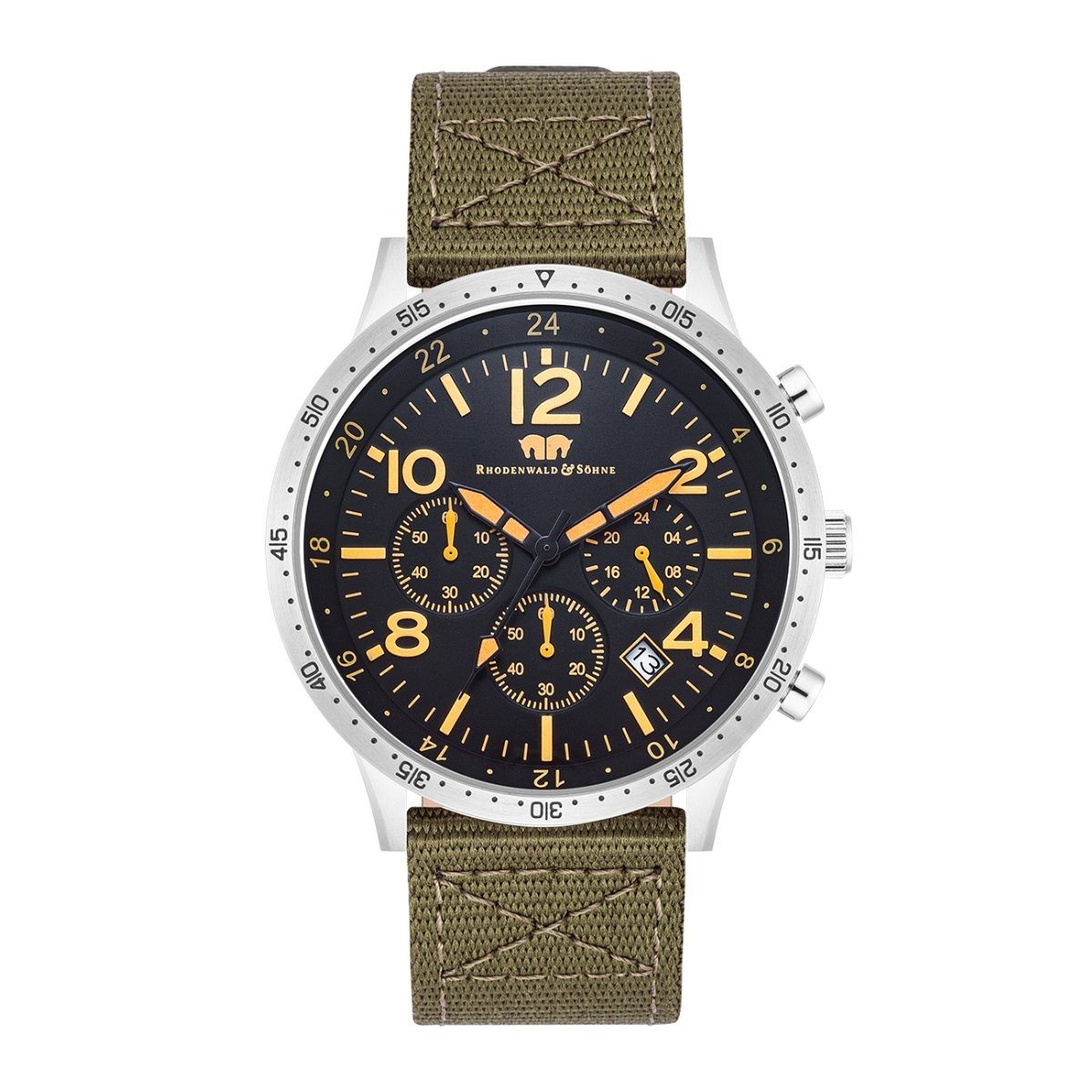 Rhodenwald & Flight mit Chronograph Söhne Captain grün, Nylon-Armband