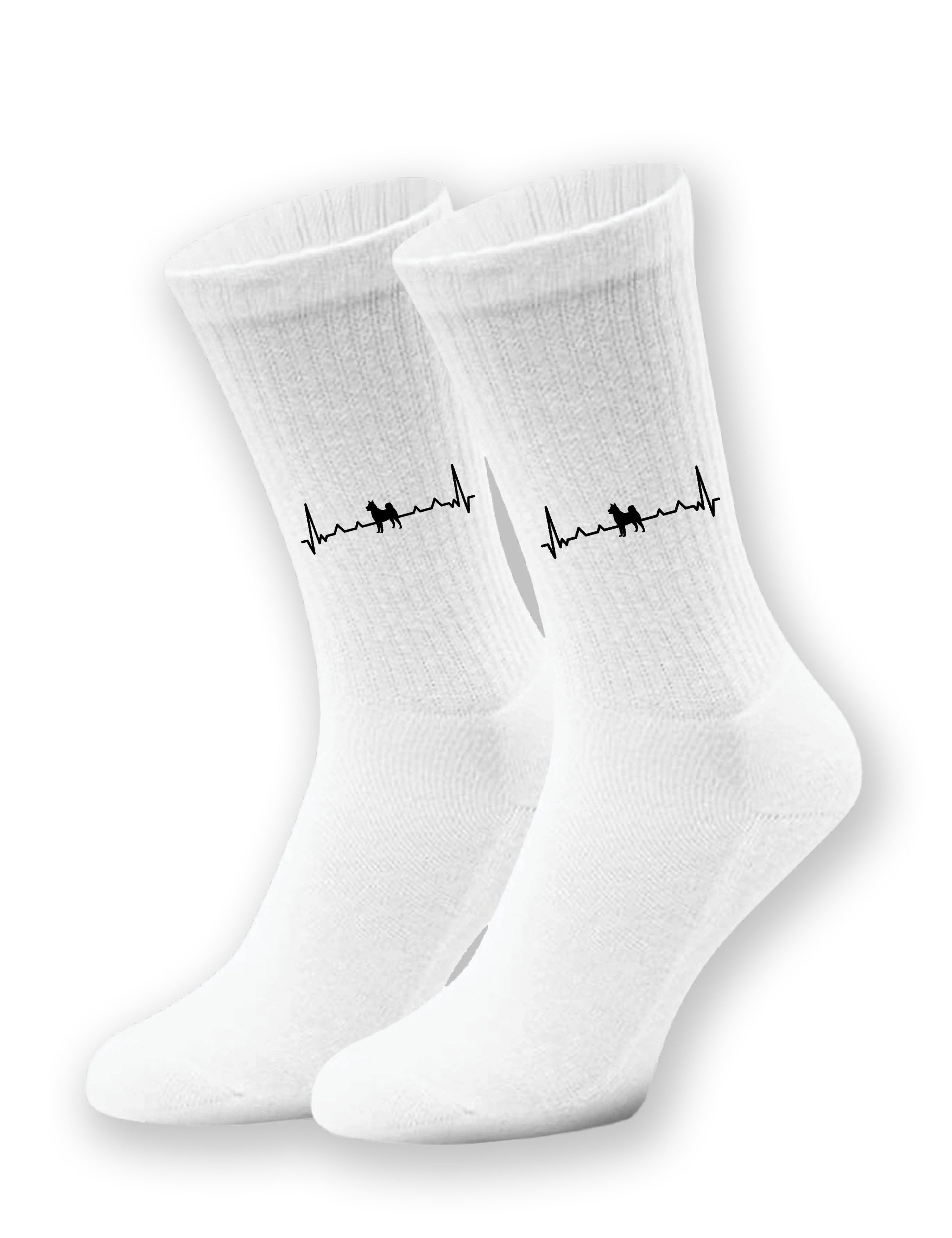 Tennissocken Unisex Socken "Heartbeat Hund" Aufdruck lustig Geschenk Statement