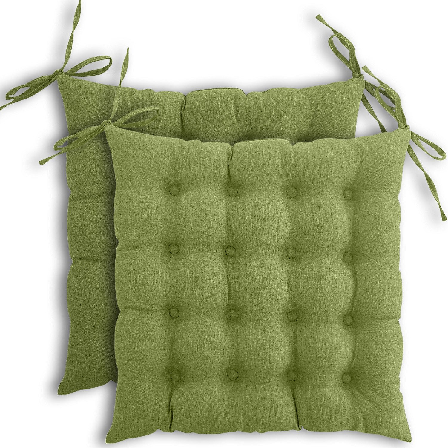 wometo Stuhlkissen Prime 40x40 2er Set, OEKO-TEX®, Sitzkissen mit Steppung & Bändern