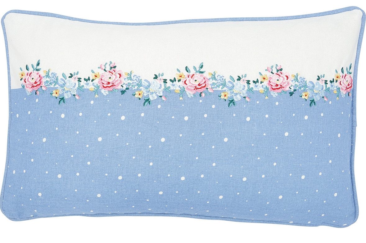 Greengate Декоративні подушки Laura Подушкиhülle dusty blue mit Stick 30 x 50 cm