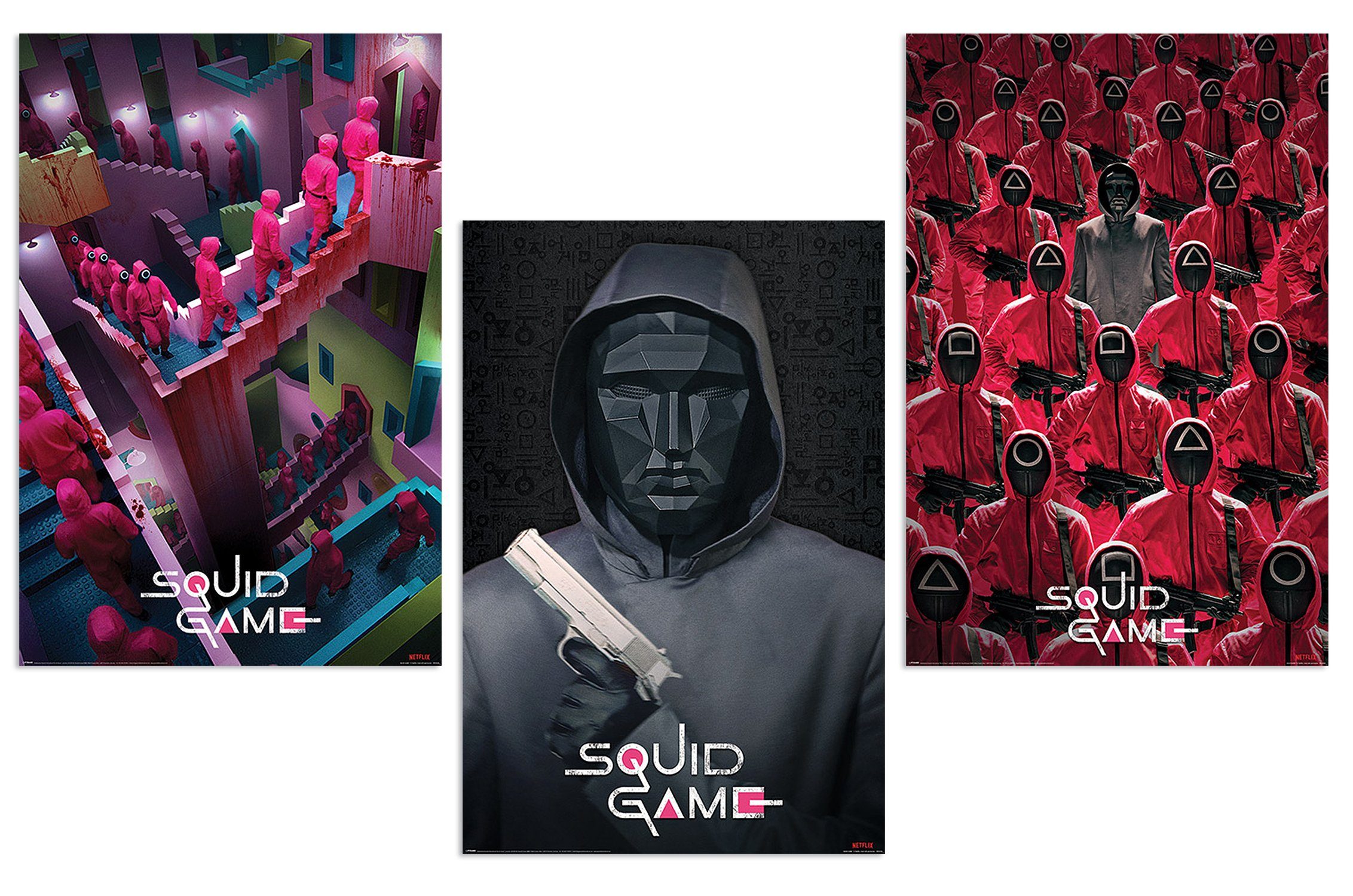 Poster Close Poster Set Up 3er Game x 91,5 Squid Netflix cm 61