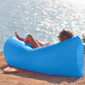 Retoo Luftbett Air Sofa Aufblasbares Luftsofa Lounger Sitzsack Garten 190x70 Strand, (Packung, Liegestuhl 190 x 70 cm in blauer Farbe, Tasche), Zusammenklappen: 36 x 16 x 11 cm, Belastung: 200 kg, Wasserfest