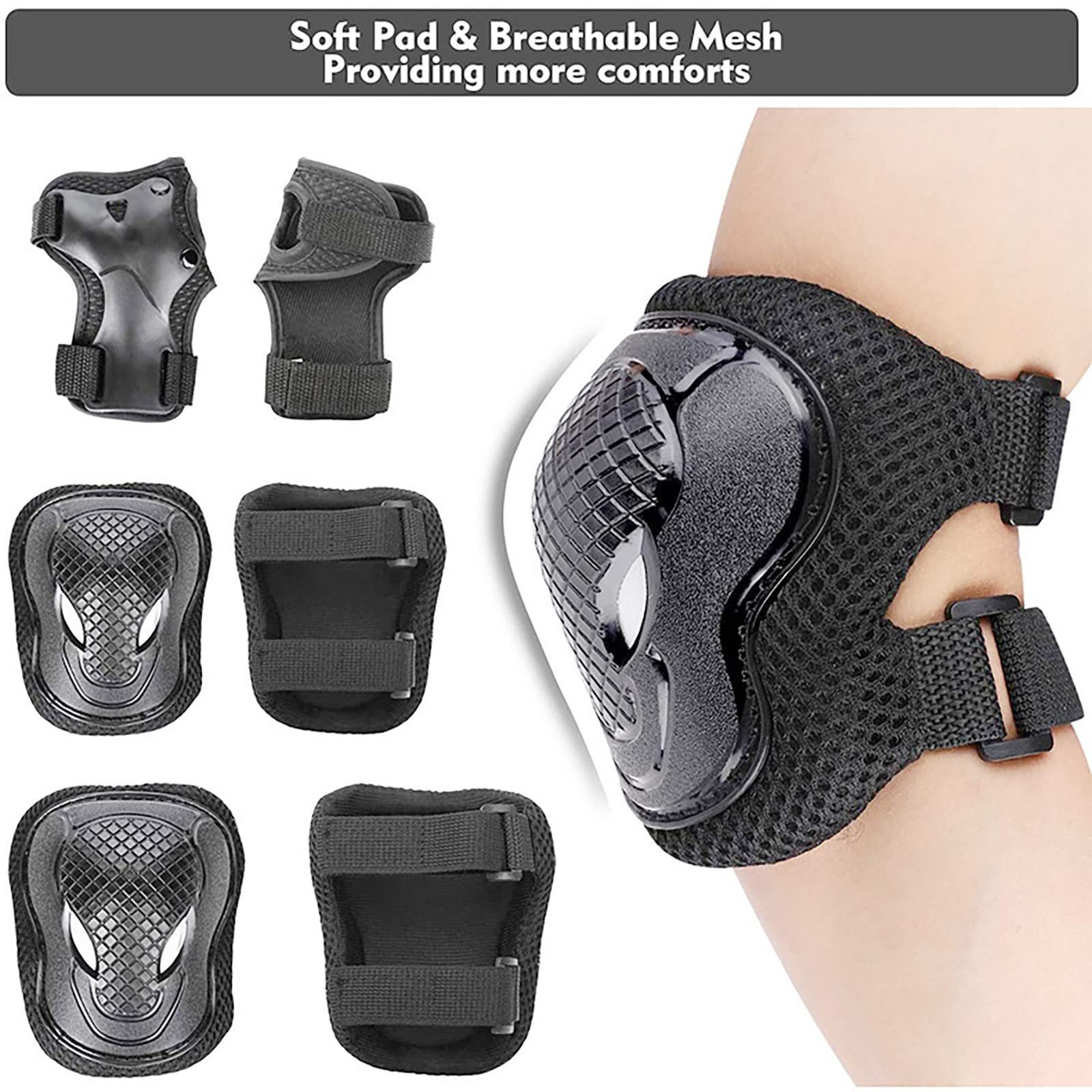 YI Protektoren-Set Kinder-Skibindungen, verstellbares Knie- und Ellbogenschutz-Set 6 in 1