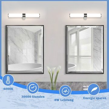 ZMH Spiegelleuchte Bad Spiegellampe - Modern 40/60CM Chrom Wasserdicht IP44, Augenschutz, LED fest integriert, 4000k, Neutralweiß 4000K Feuchtraumleuchte Modern