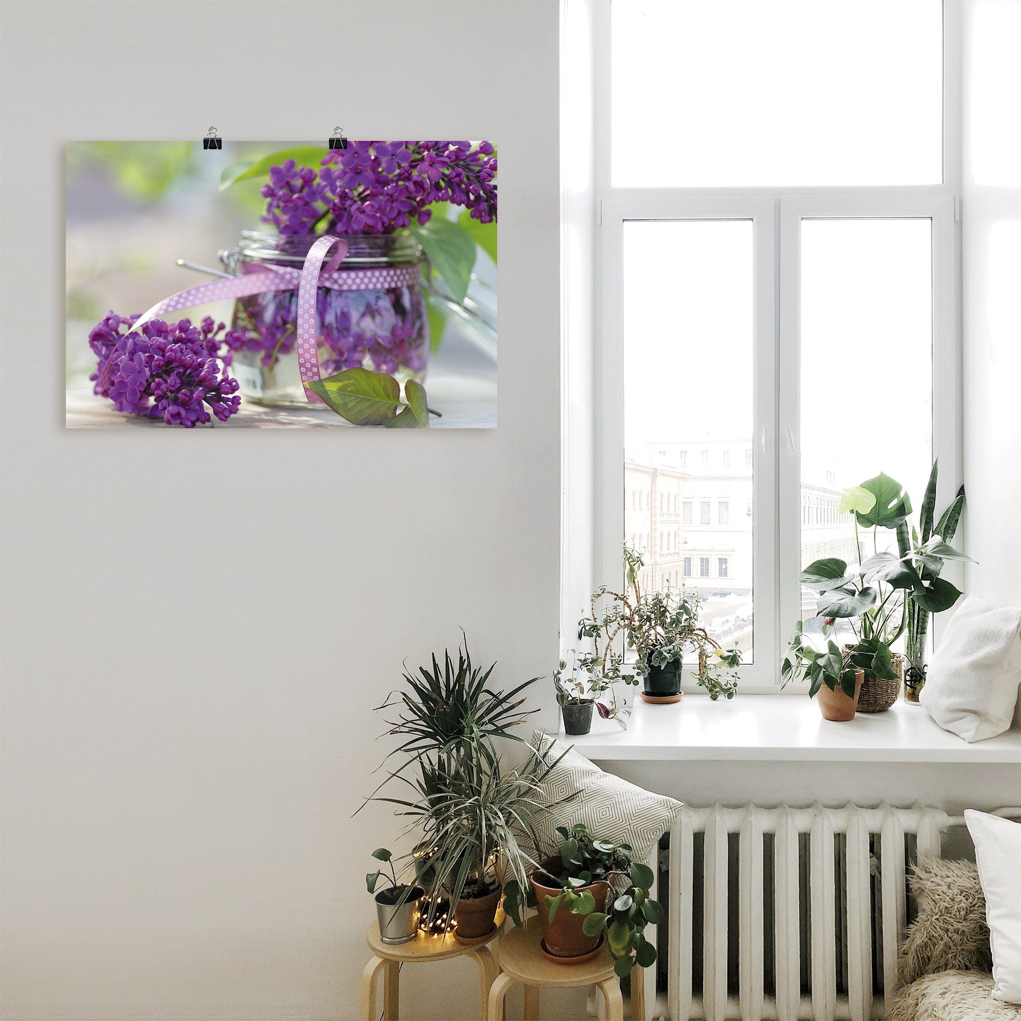 Artland Wandbild Flieder Strauss, Blumen (1 St), als Leinwandbild, Poster in verschied. Größen