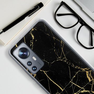 DeinDesign Handyhülle Marmor schwarz Muster BlackGoldMarble Look, Xiaomi 12 5G Silikon Hülle Bumper Case Handy Schutzhülle