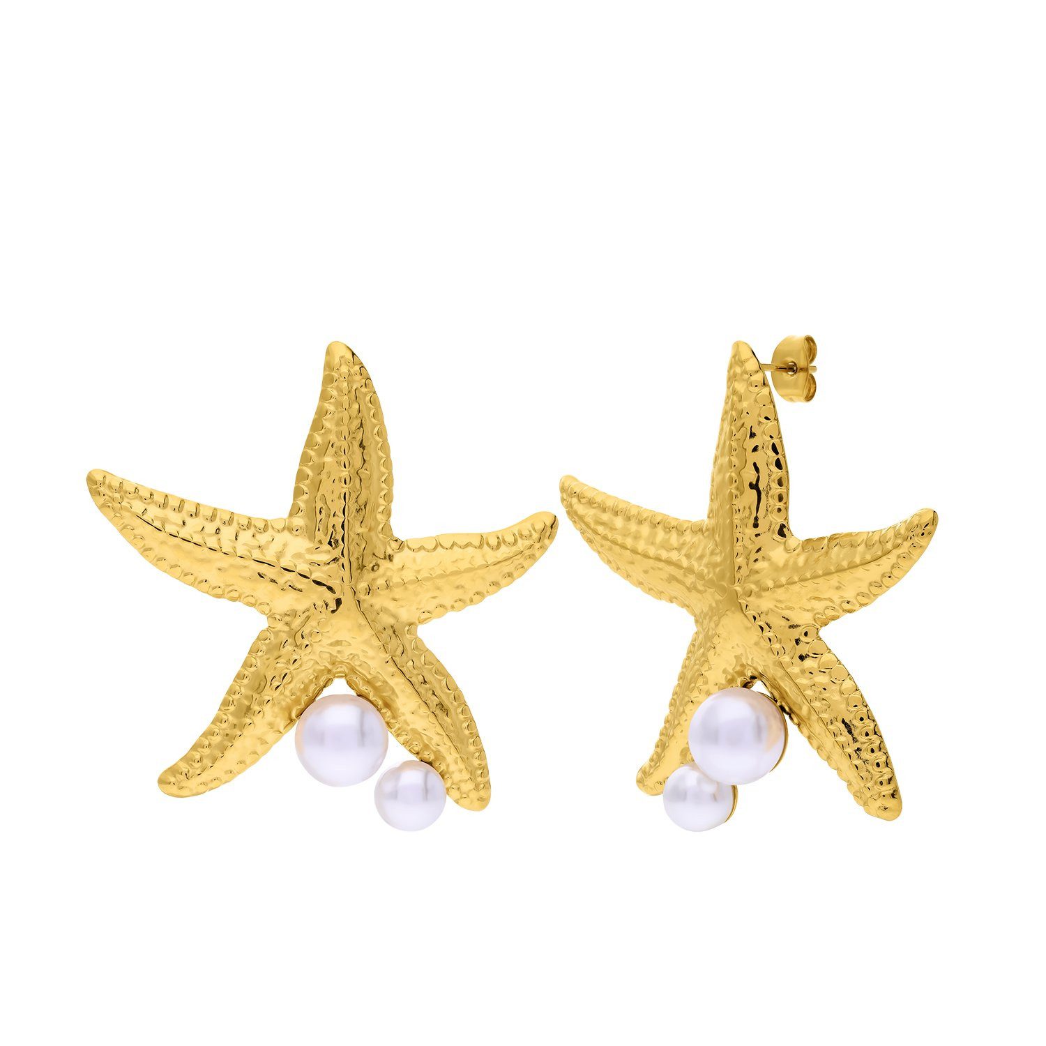 LUCARDI Paar Ohrstecker Ohrring - Stahl - Gold - Perle - Damen