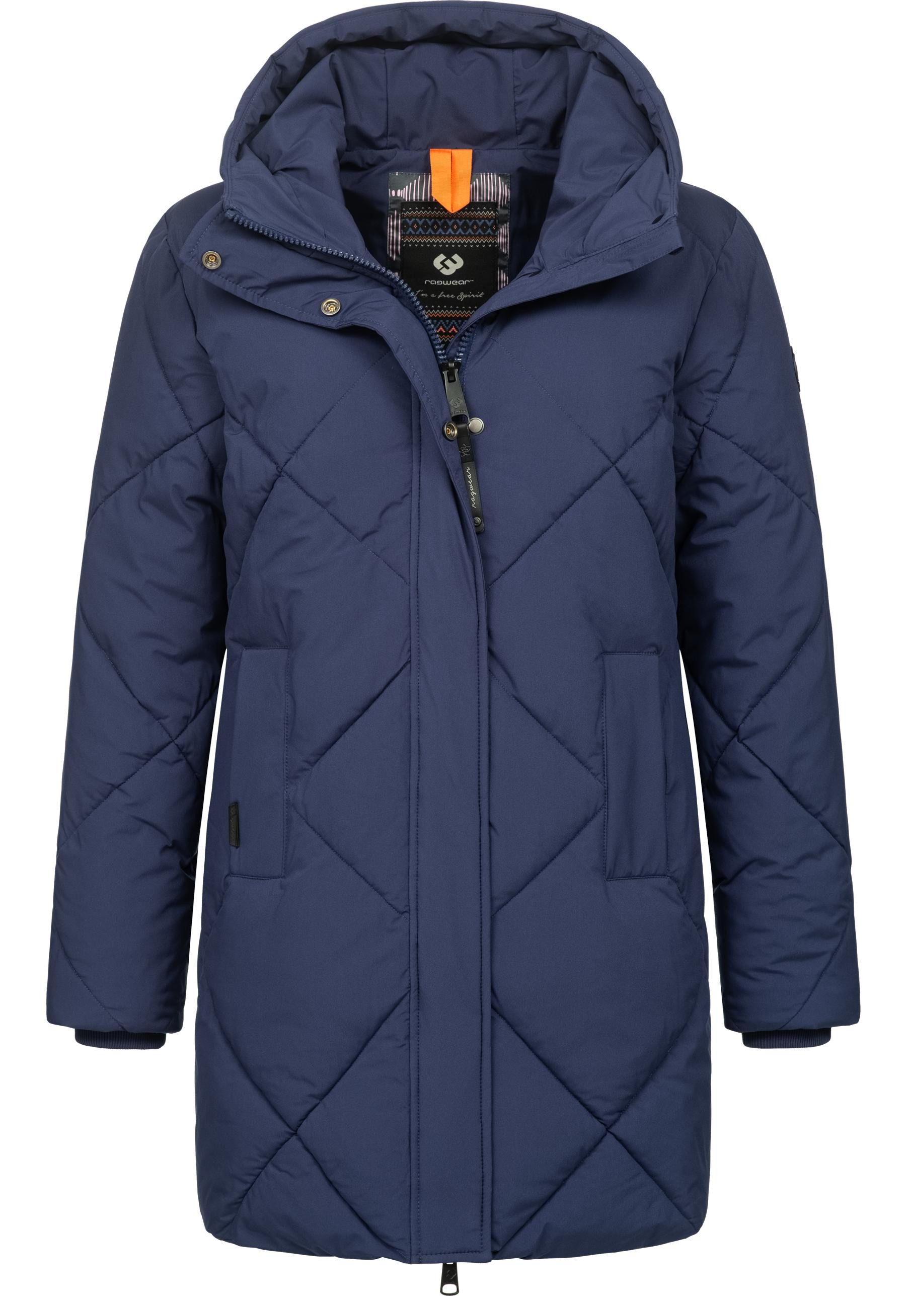 Ragwear Steppmantel Diamanta Wasserdichter Damen Kurzmantel mit Kapuze