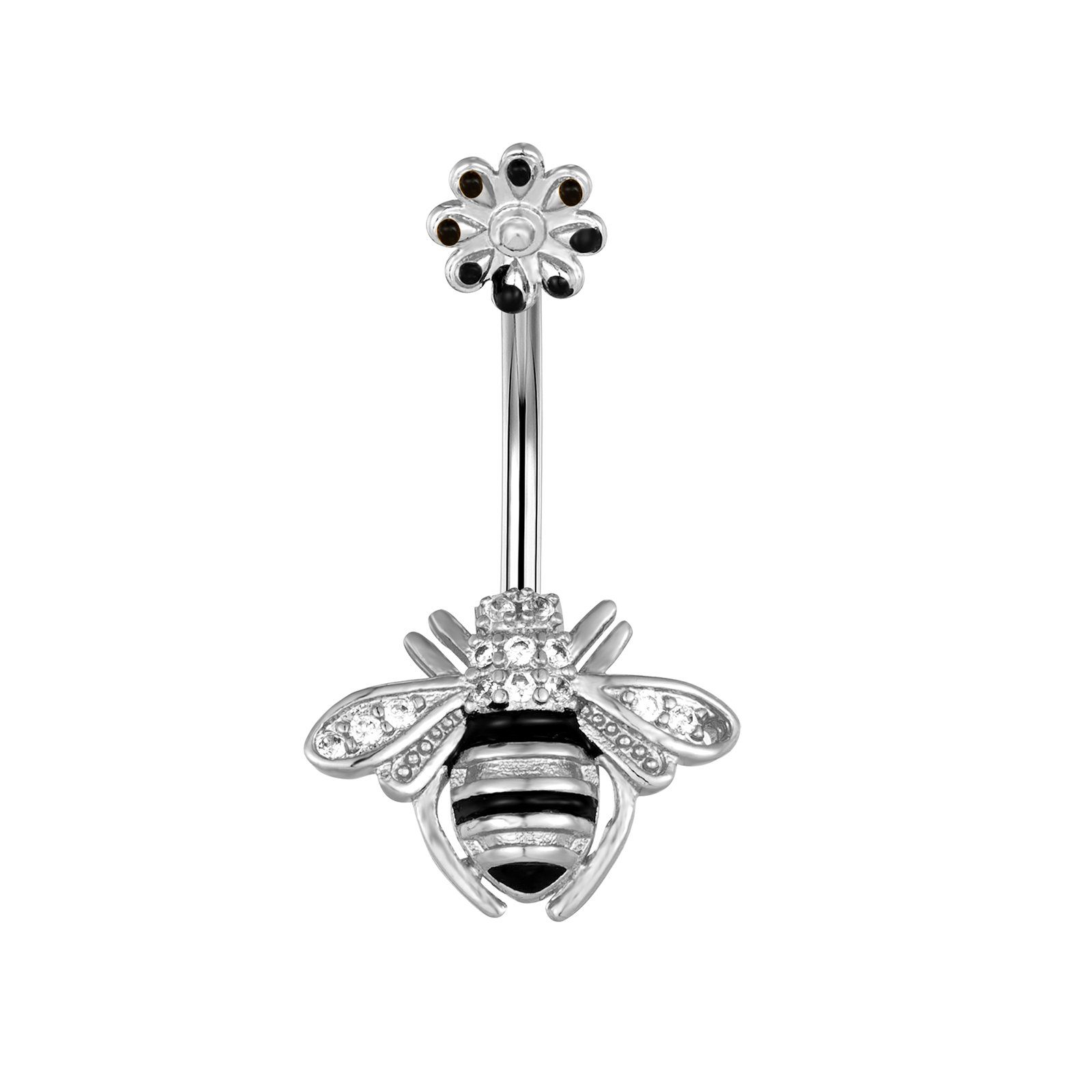 Karisma Schmuck Bauchnabelpiercing Edelstahl Bananabell Biene Weiss Zirkonia HB444, Frauenschmuck
