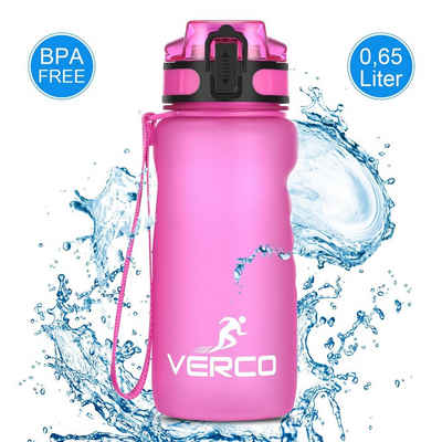 VERCO Trinkflasche 650 ml Sport Tritan 0,65 Liter Flasche, Wasserflasche BPA Frei mit Fruchtsieb wiederverwendbar nachhaltig