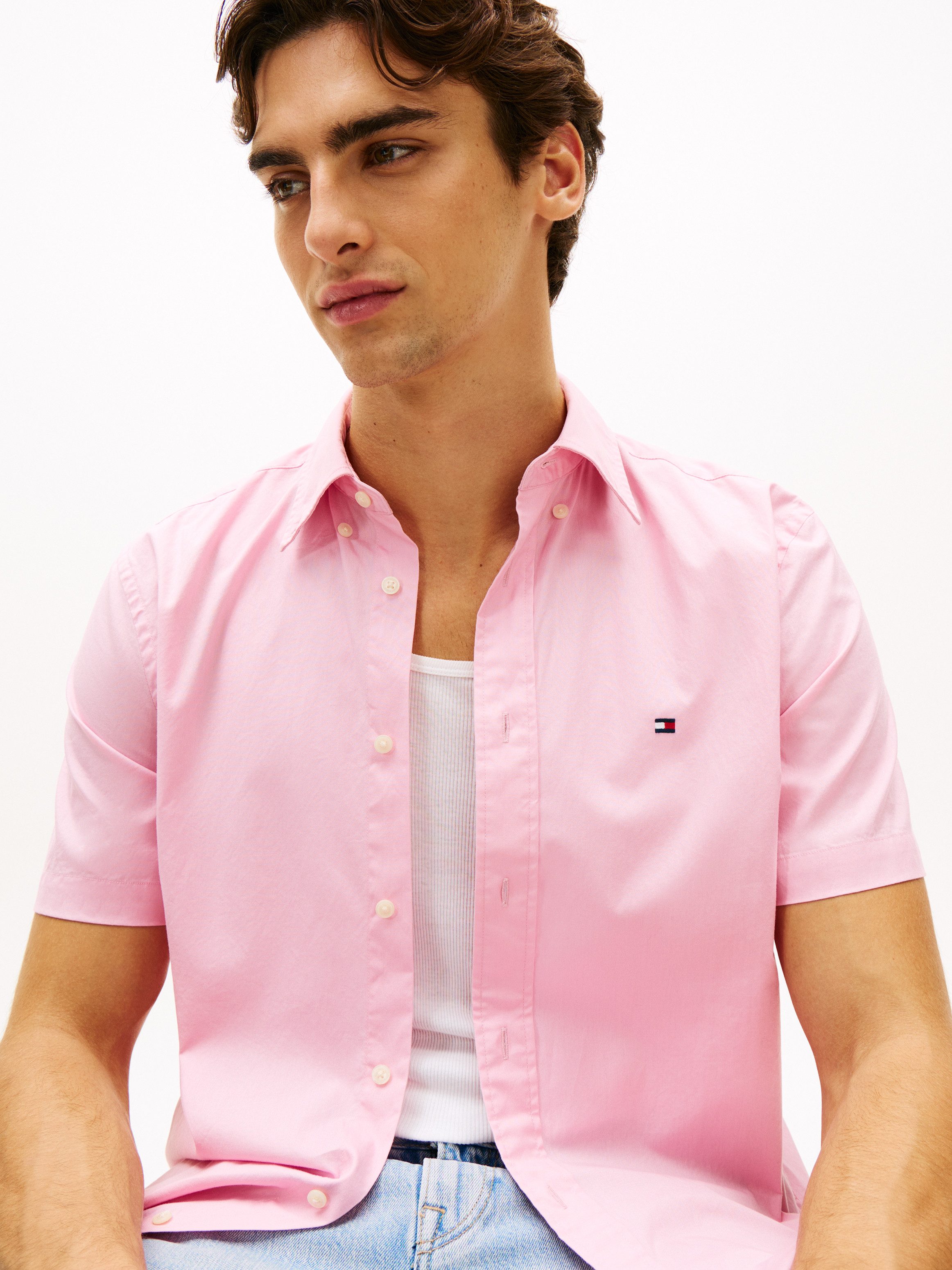 Tommy Hilfiger Kurzarmhemd FLEX POPLIN SOLID Regular fit mit Button-Down-Kr günstig online kaufen