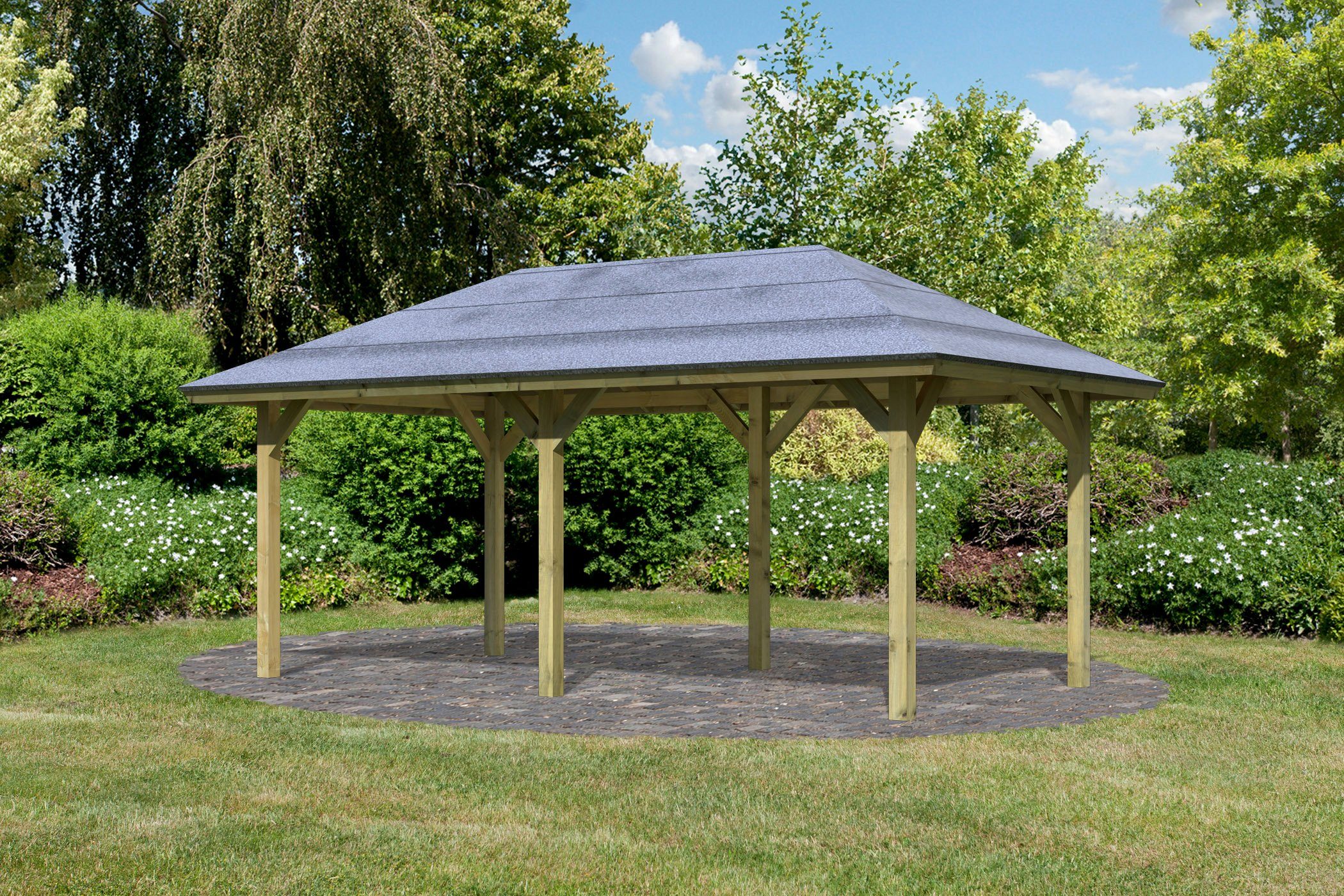 Karibu Pavillon Bergen 2, (Set), BxTxH: 592x338x290 cm, mit H-Pfostenanker
