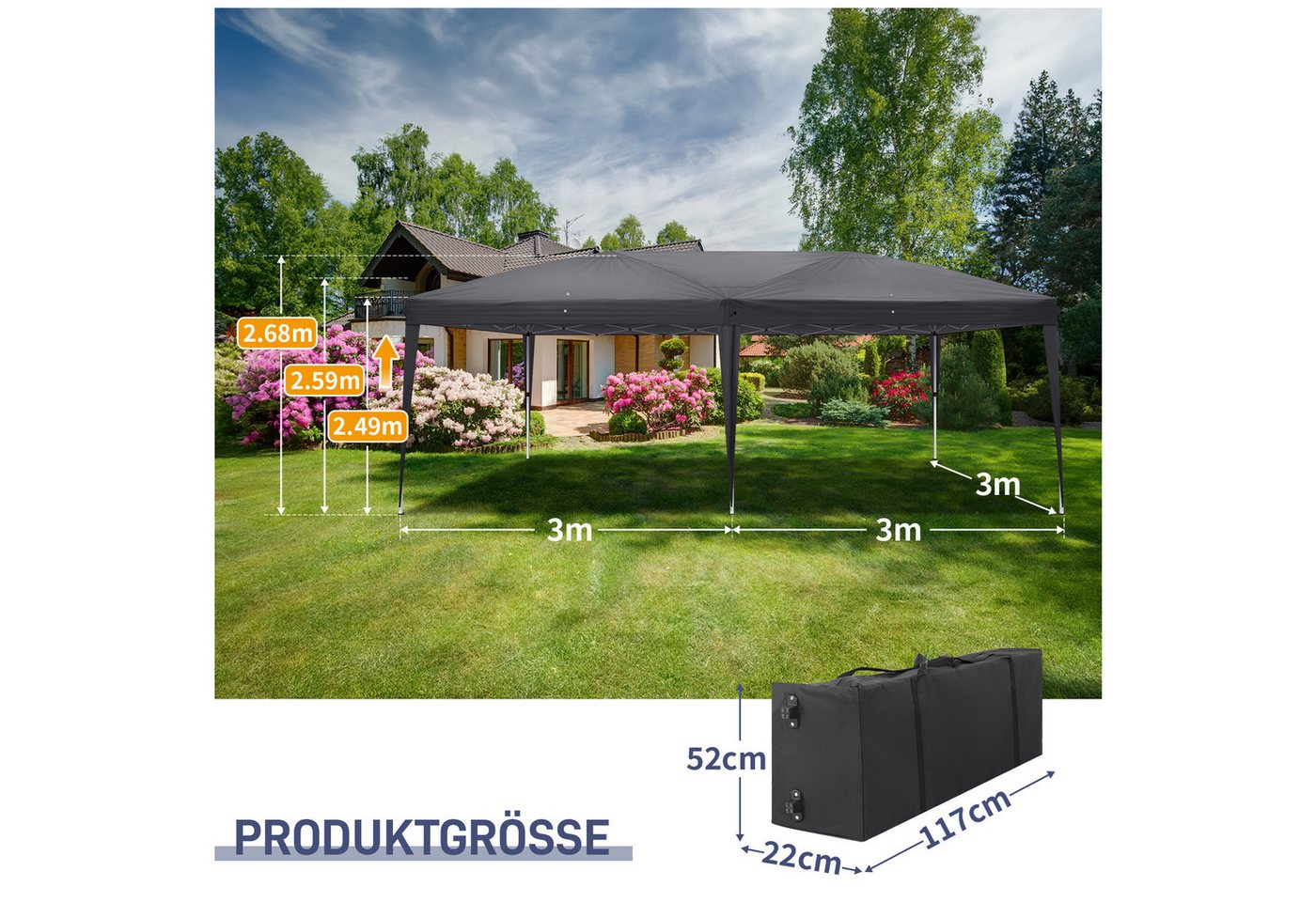Thumbnail - VINGLI Faltpavillon Pop Out Faltpavillon, BxT: 600x300 / 300x300/ 200x200 cm, mit 6 Seitenteilen, inkl. Tragetasche