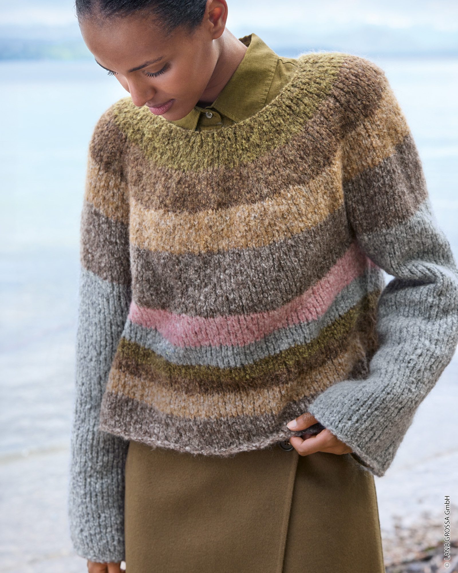 LANA GROSSA MILANO (NERA) Flauschiges Strickgarn mit elegantem Melange-Effekt Häkelwolle, 140 m (Weiches, gebürstetes Garn aus einer Mischung aus Baby-Alpaka un – Bild 3 von 5