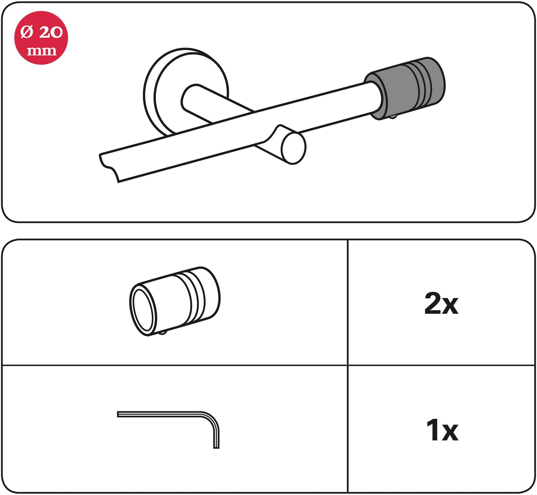 Gardinenstangen-Endstück Zylinder, (2-St), Ø titansilberfarben Chicago Serie mm GARDINIA, 20 Einzelprogramm