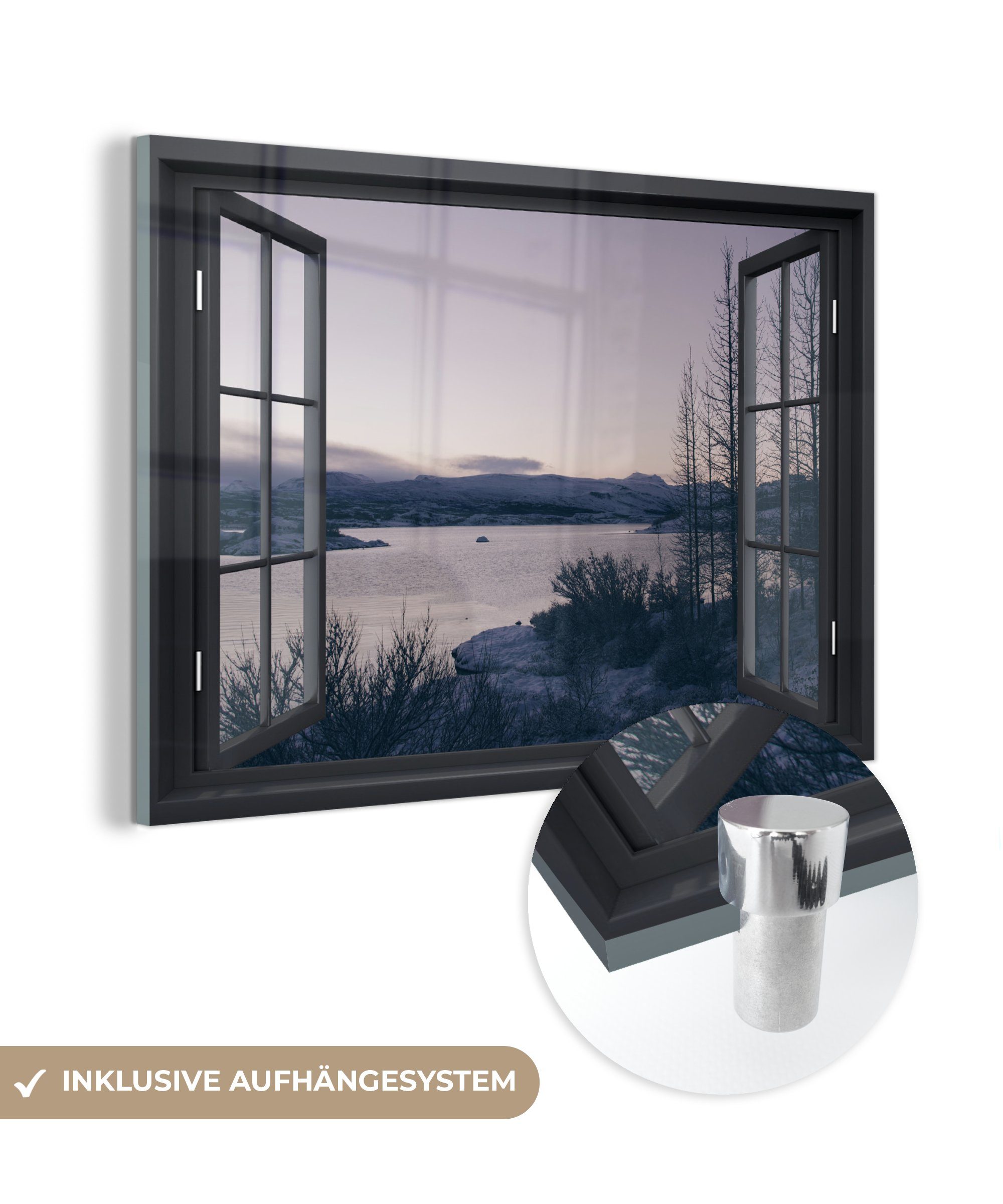MuchoWow Acrylglasbild Aussicht - Berg - Nacht, (1 St), Glasbilder - Bilder auf Glas Wandbild - Foto auf Glas - Wanddekoration