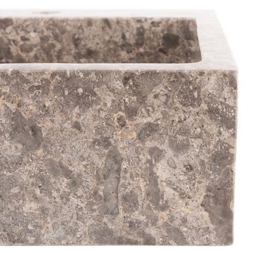 wohnfreuden Aufsatzwaschbecken Marmor Waschbecken KAJA 40 cm grau eckig mit Armaturloch (Kein Set), 4_102295