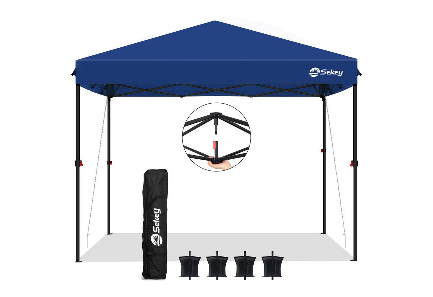 Thumbnail - Sekey Faltpavillon 300x300 cm Pop Up Pavillon mit 4 Sandsäcken, Partyzelt UV-Schutz 50+, (Inklusive 4 Sandsäcke), 3 wähl...