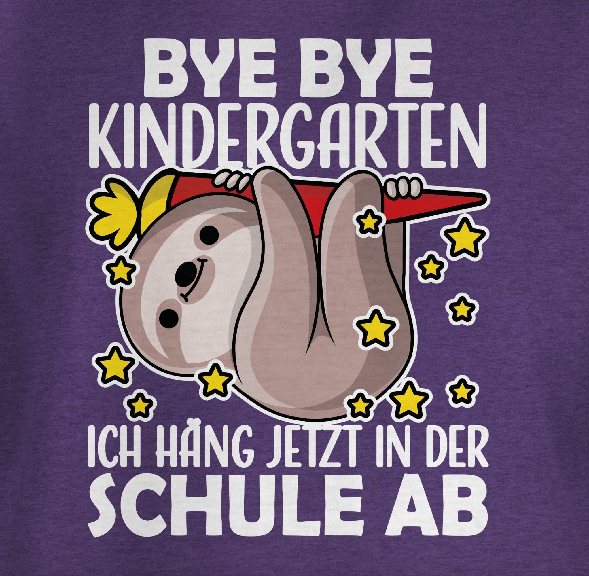 Lila Shirtracer Bye Mädchen Kindergarten T-Shirt Bye 2 Einschulung Meliert